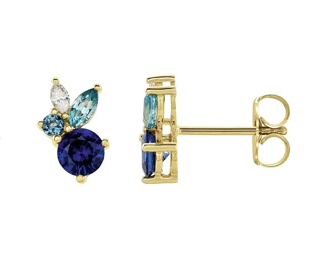 Color Stone Stud Earrings