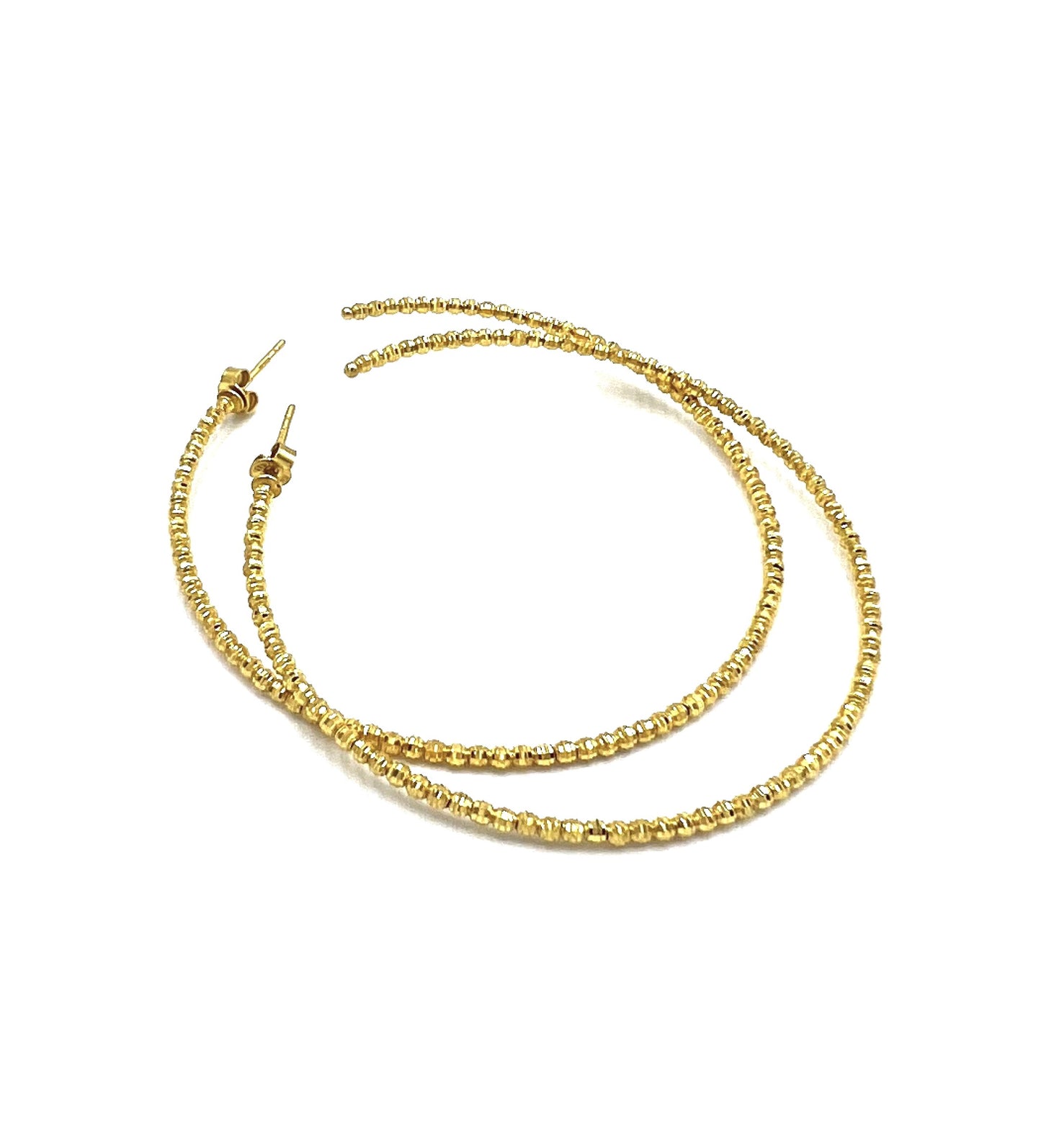 14K Gold Beaded Hoops