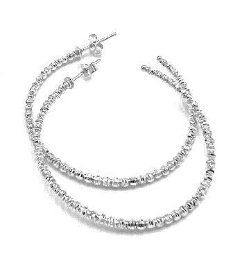 14K Gold Beaded Hoops