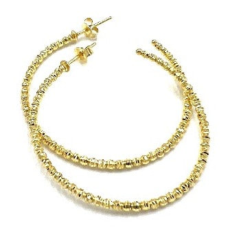 14K Gold Beaded Hoops