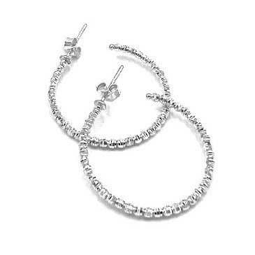 14K Gold Beaded Hoops
