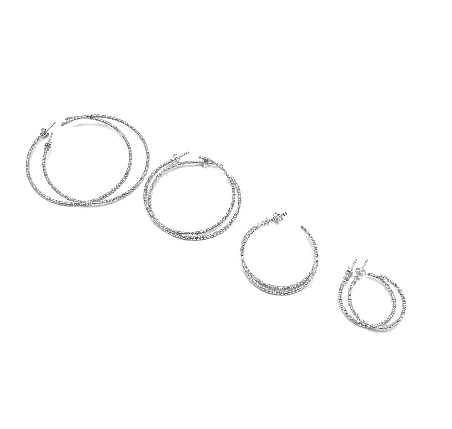 14K Gold Beaded Hoops