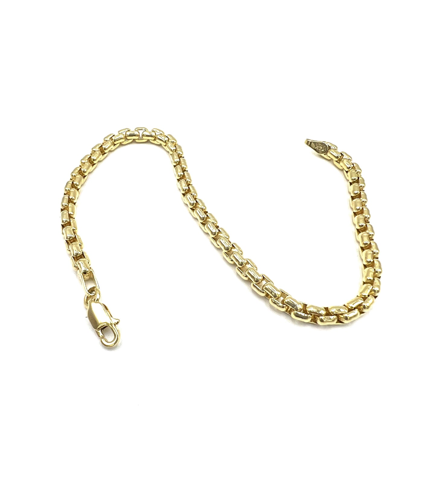 14K Round Box Link Bracelet