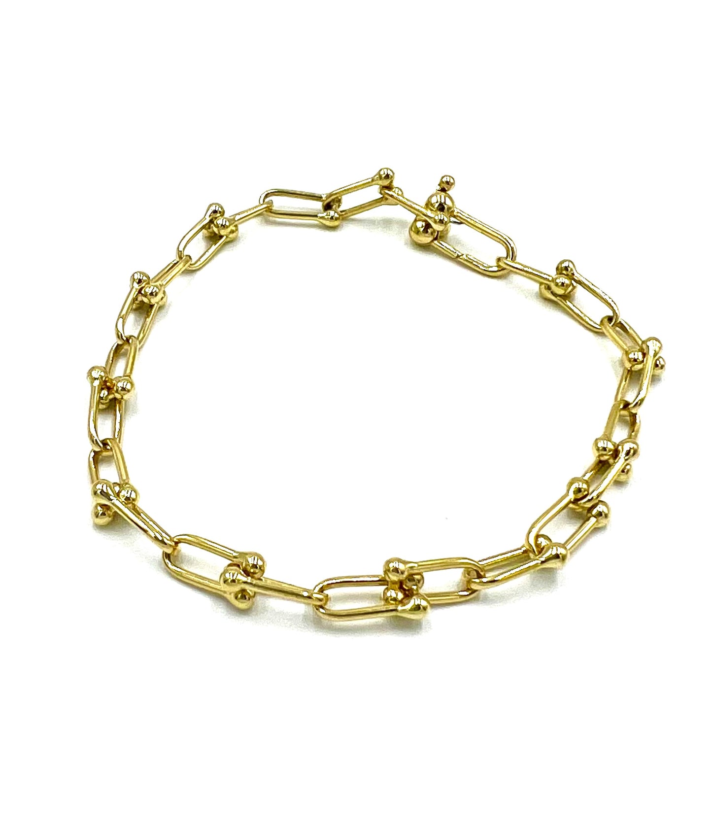 14K Medium Bead Link Bracelet