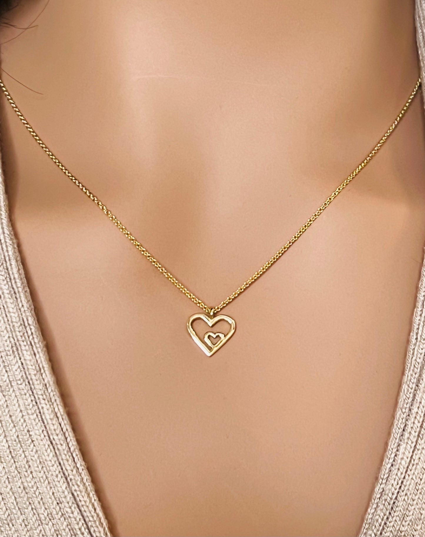 Gold Double Heart Pendant