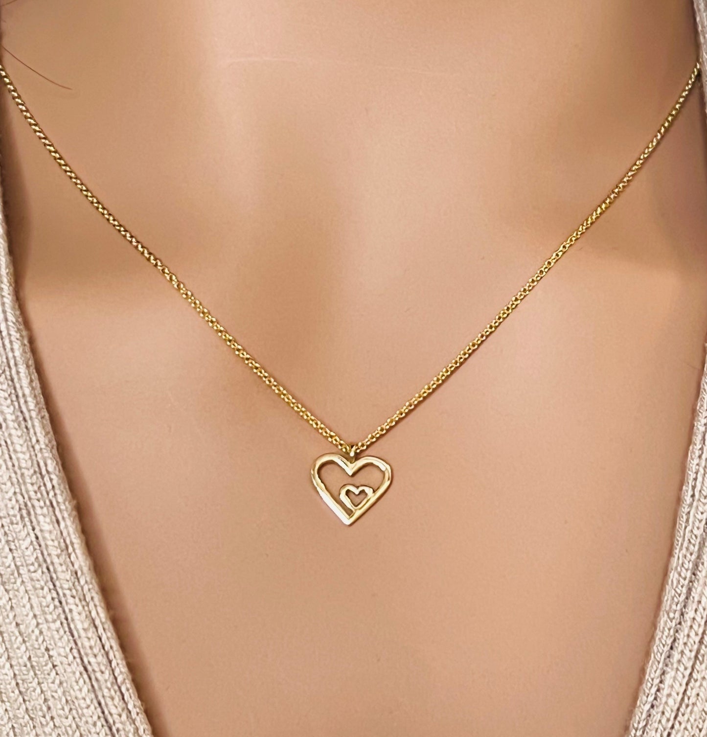 Gold Double Heart Pendant