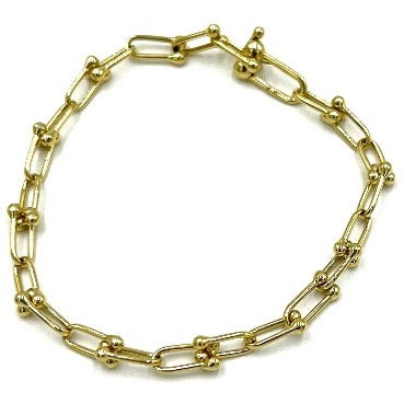 14K Small Bead Link Bracelet