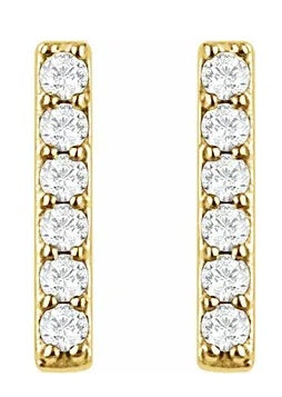 14ky diamond bar earrings