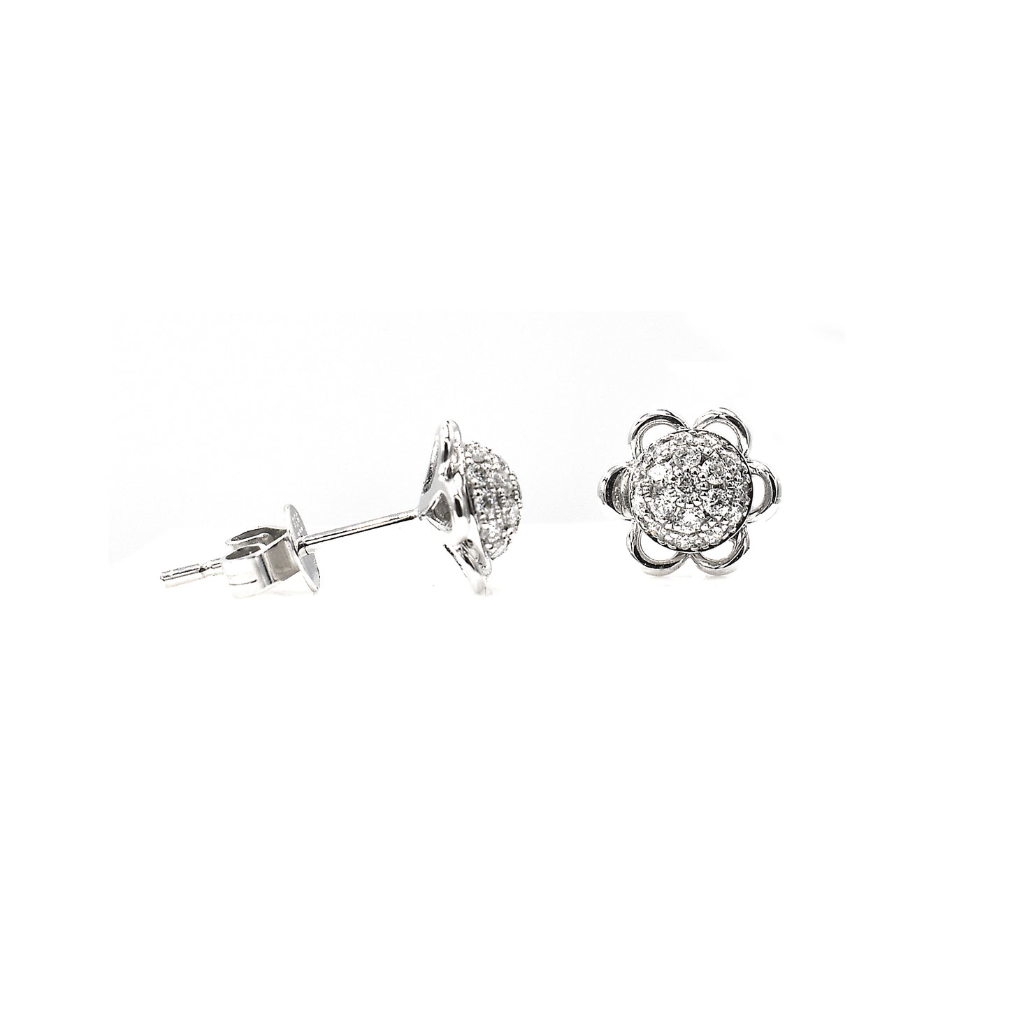14k flower diamond studs