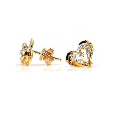 18k diamond heart studs