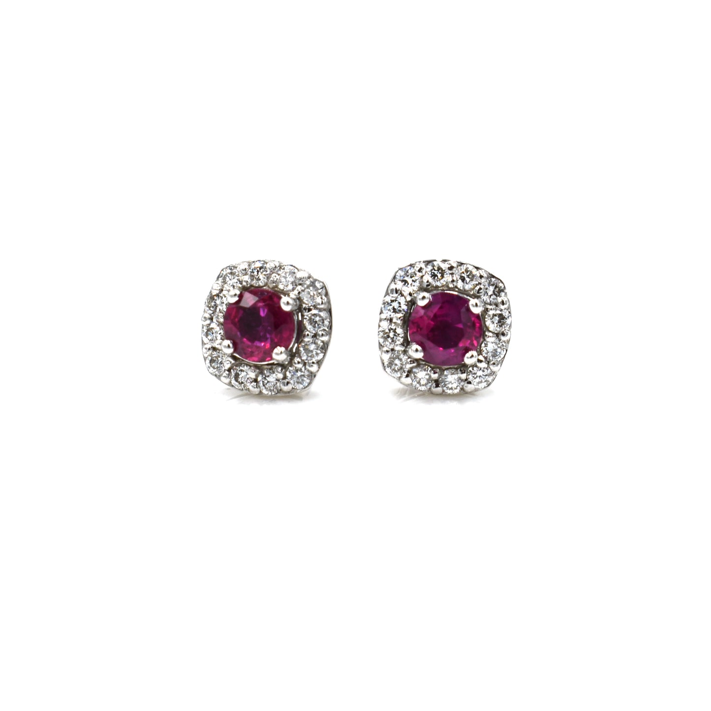 ruby & diamond halo stud earrings