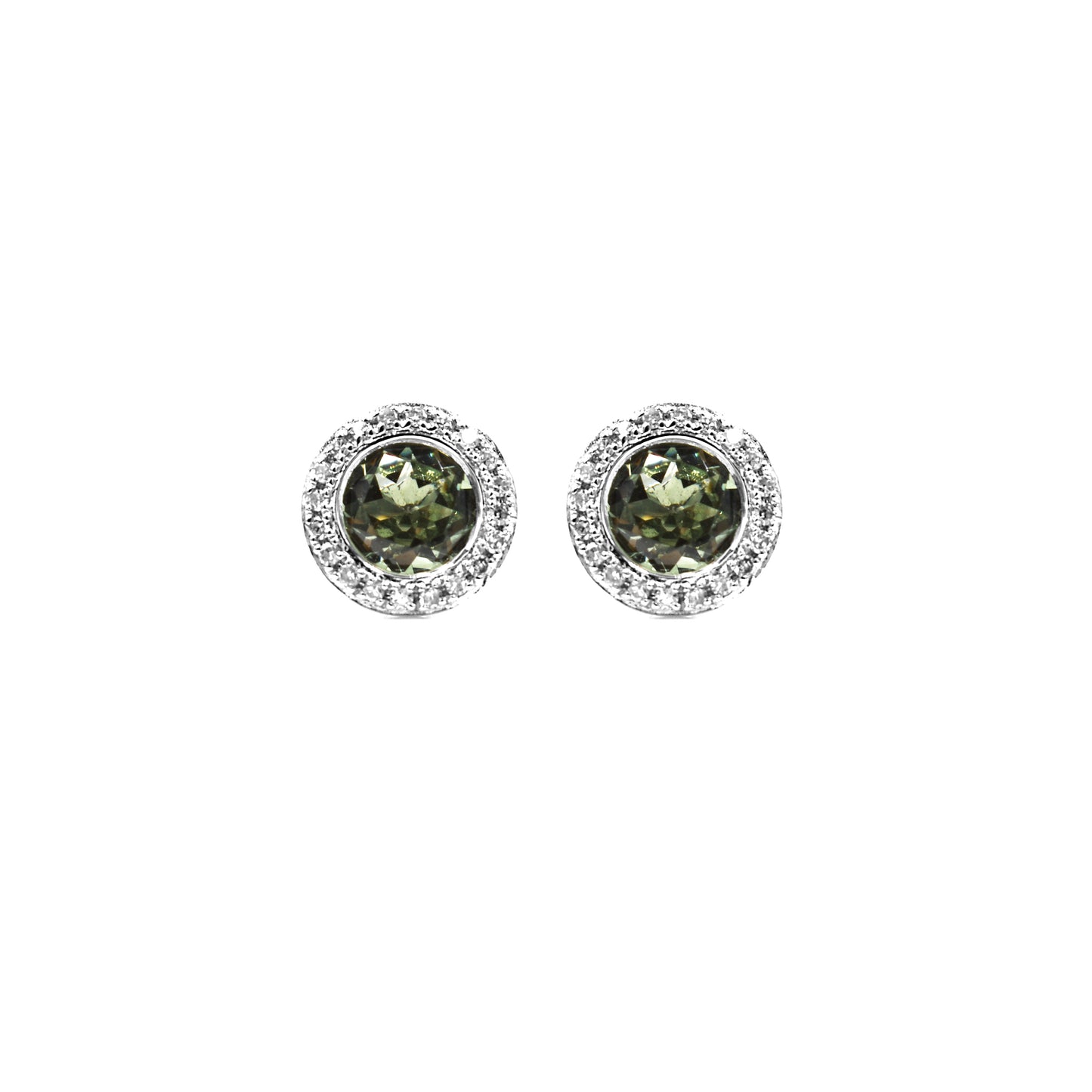 smokey topaz & diamond halo studs