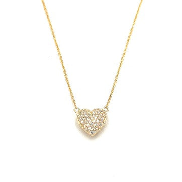 Gold Pave Heart Pendant