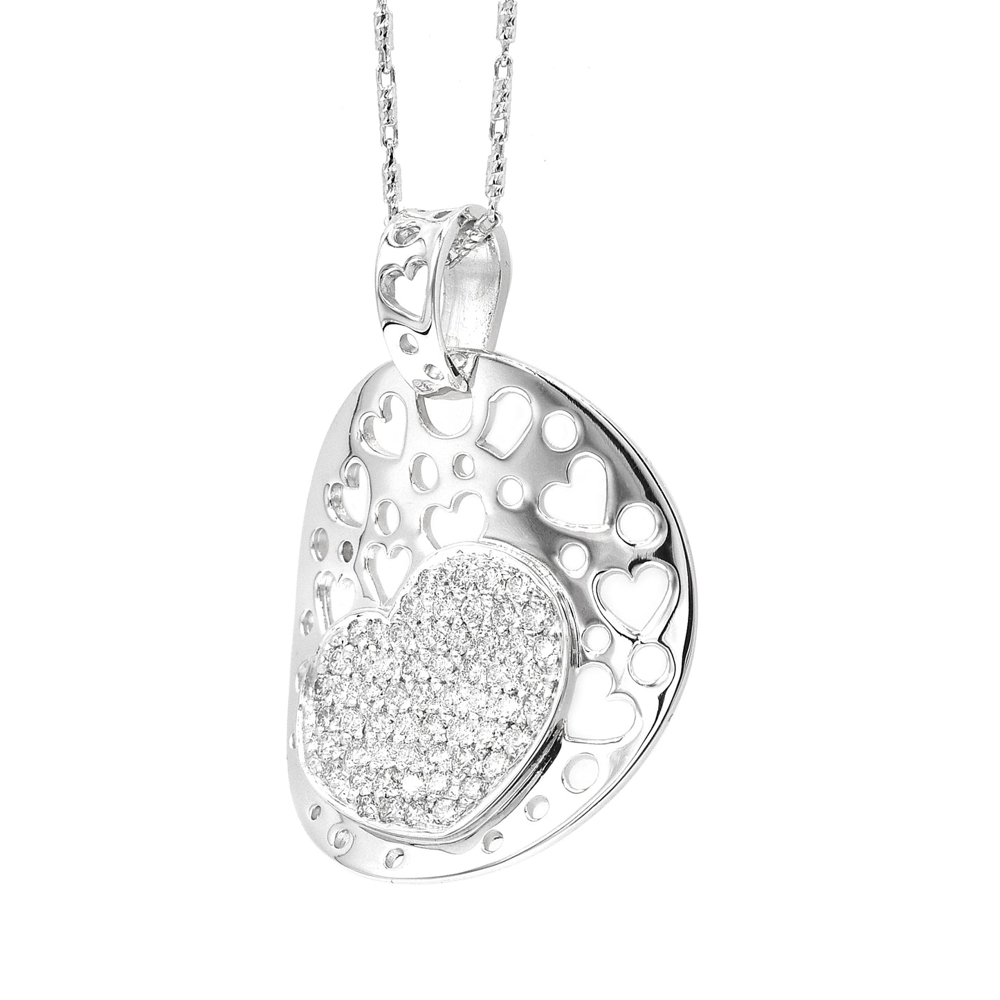 14k diamond heart pendant