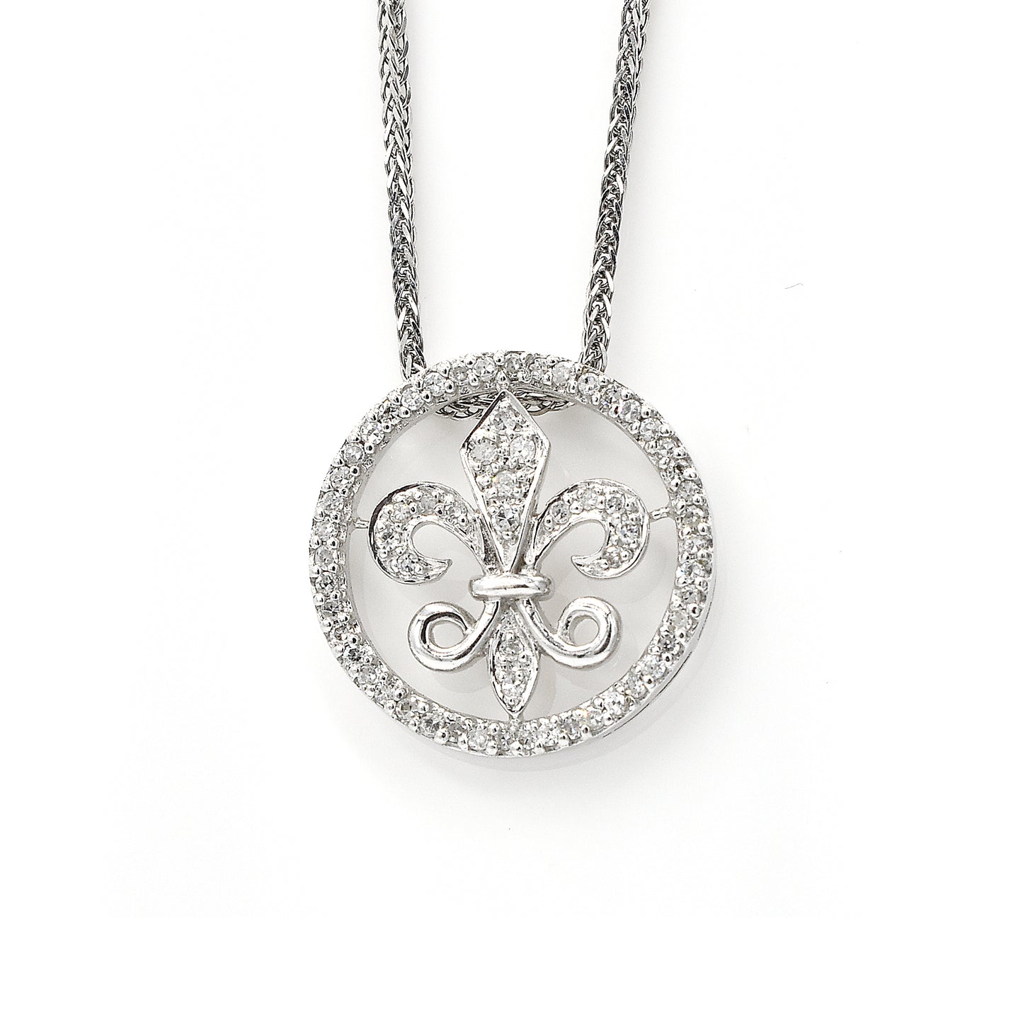 14k fleur de lys diamond pendant