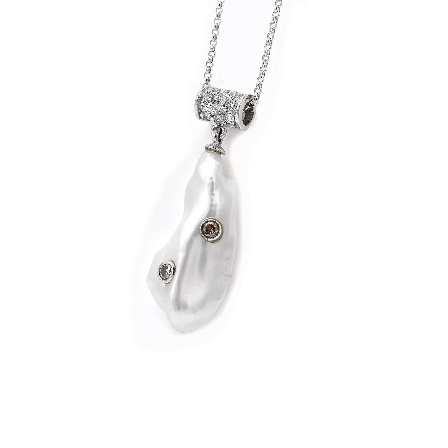 14k diamond & pearl pendant