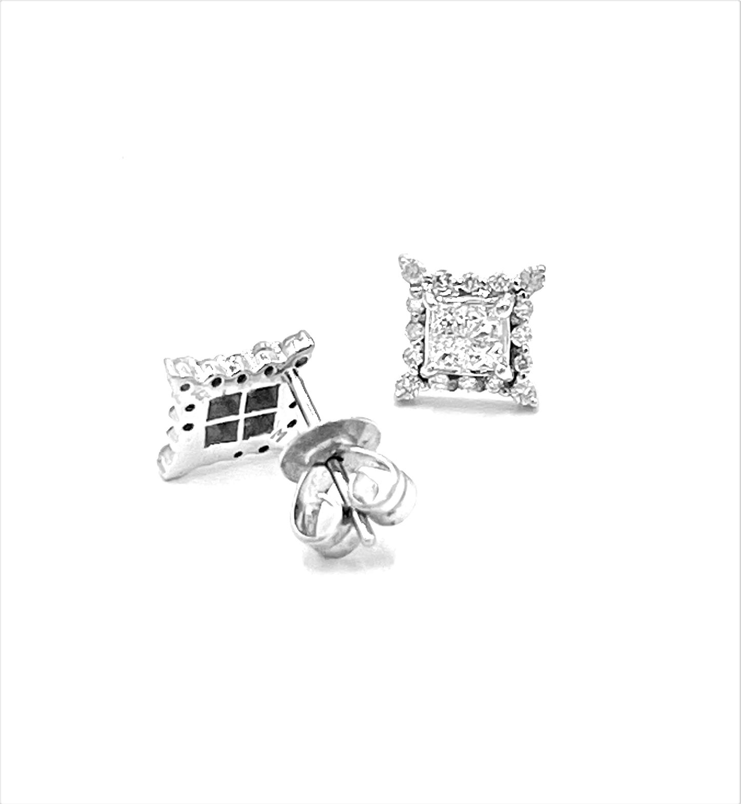 Square Halo Diamond Studs