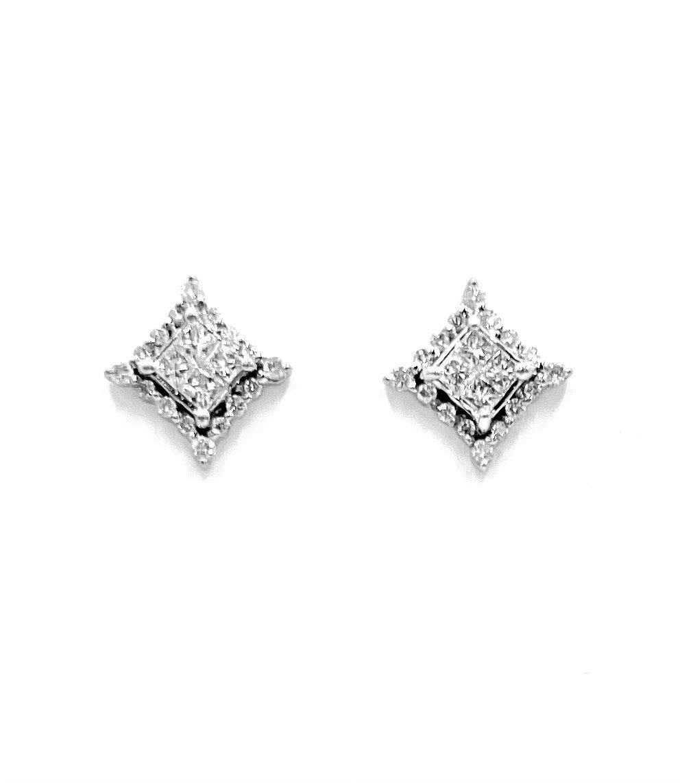 Square Halo Diamond Studs