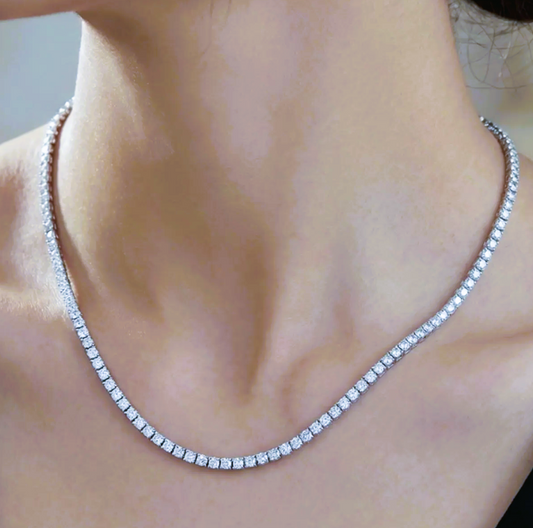 14K White Gold Diamond Tennis Necklace