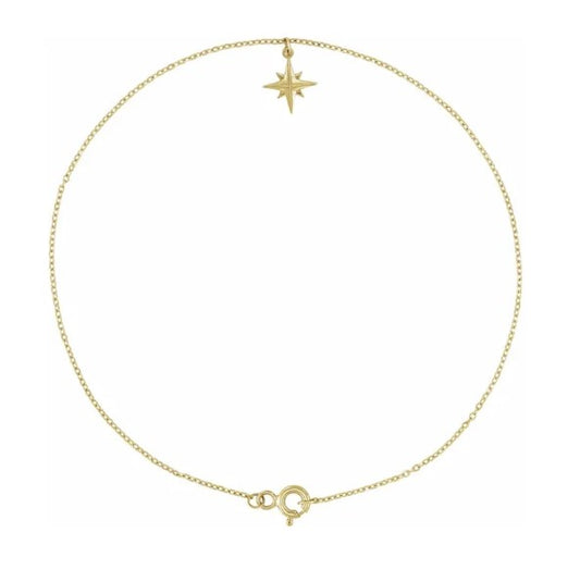 14K Gold North Star Anklet