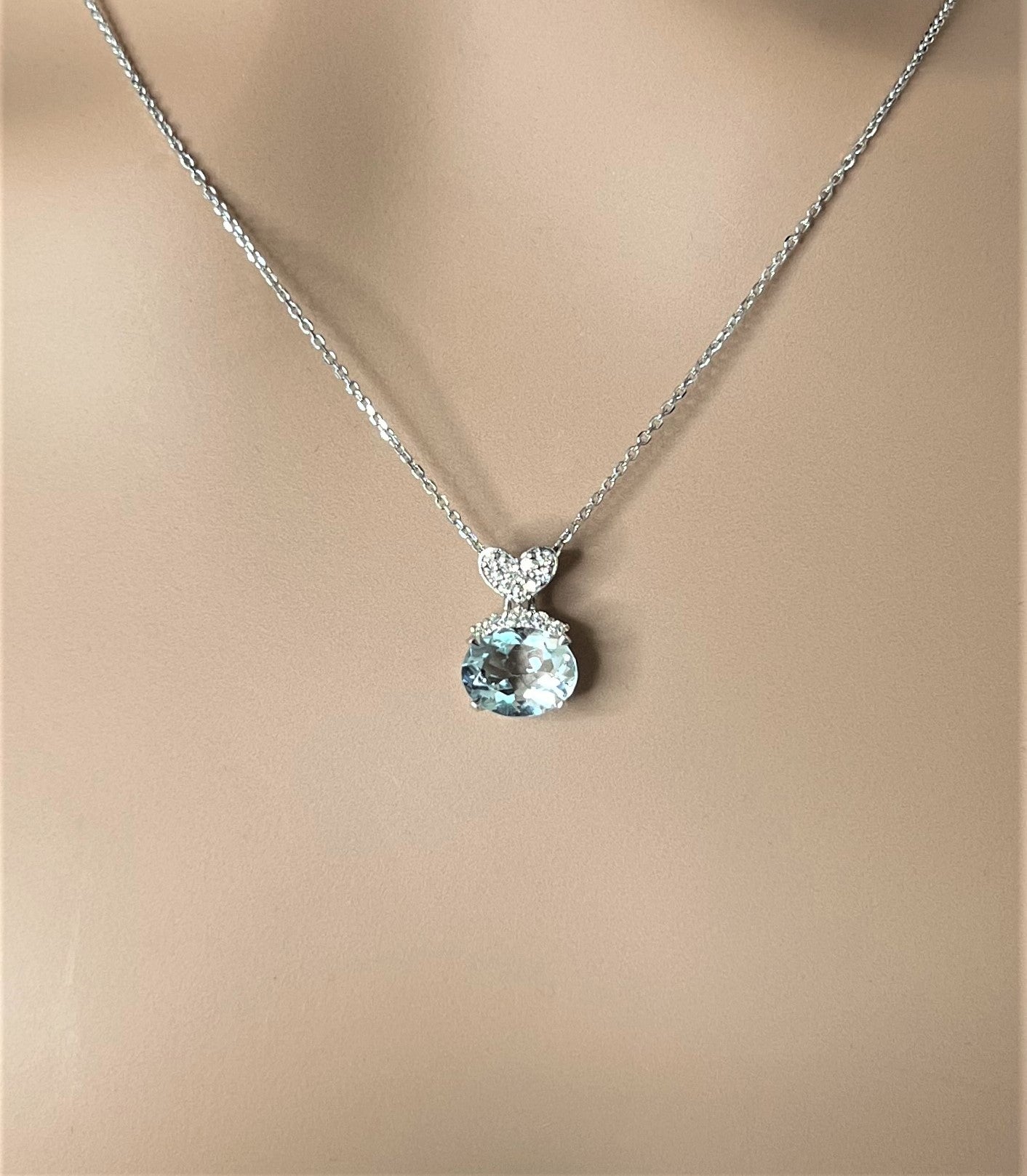 Aquamarine and Diamond Pendant