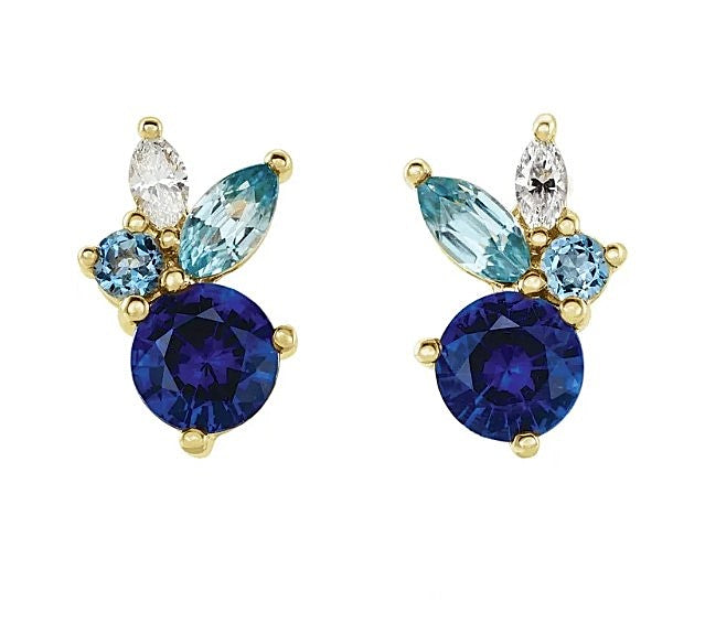 Color Stone Stud Earrings