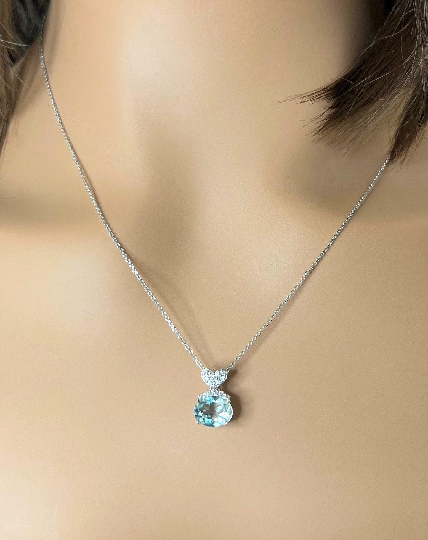 Aquamarine and Diamond Pendant