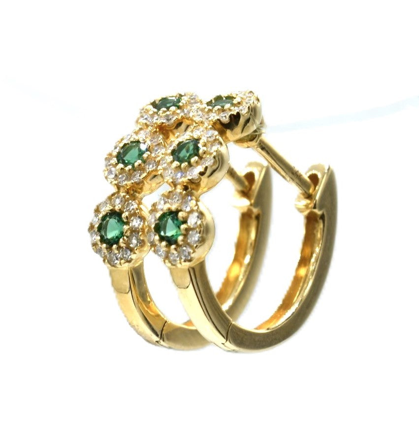 Tiny Gold Diamond & Tsavorite Hoops