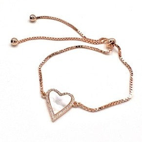 silver & rose gold heart bracelet