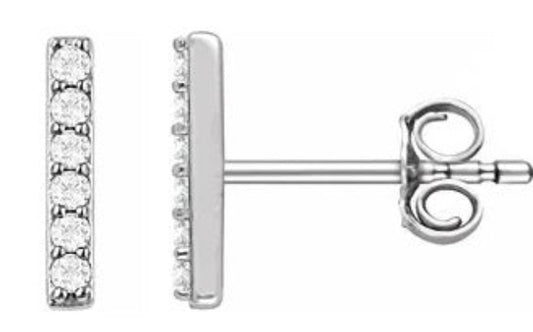 14k diamond bar earrings