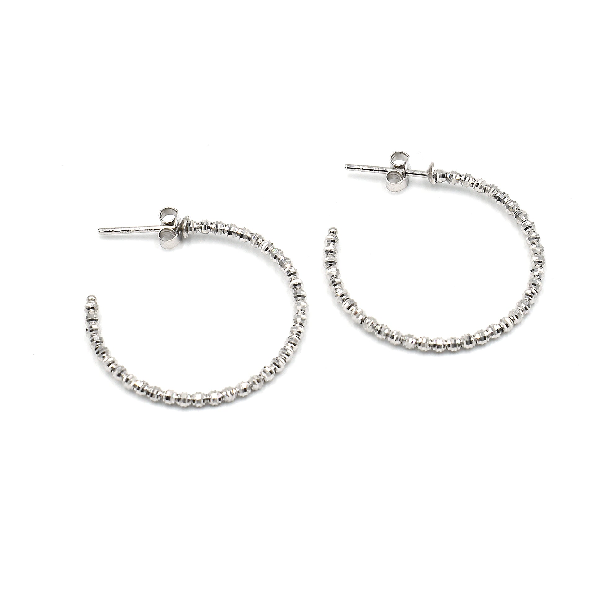 14k diamond cut hoops