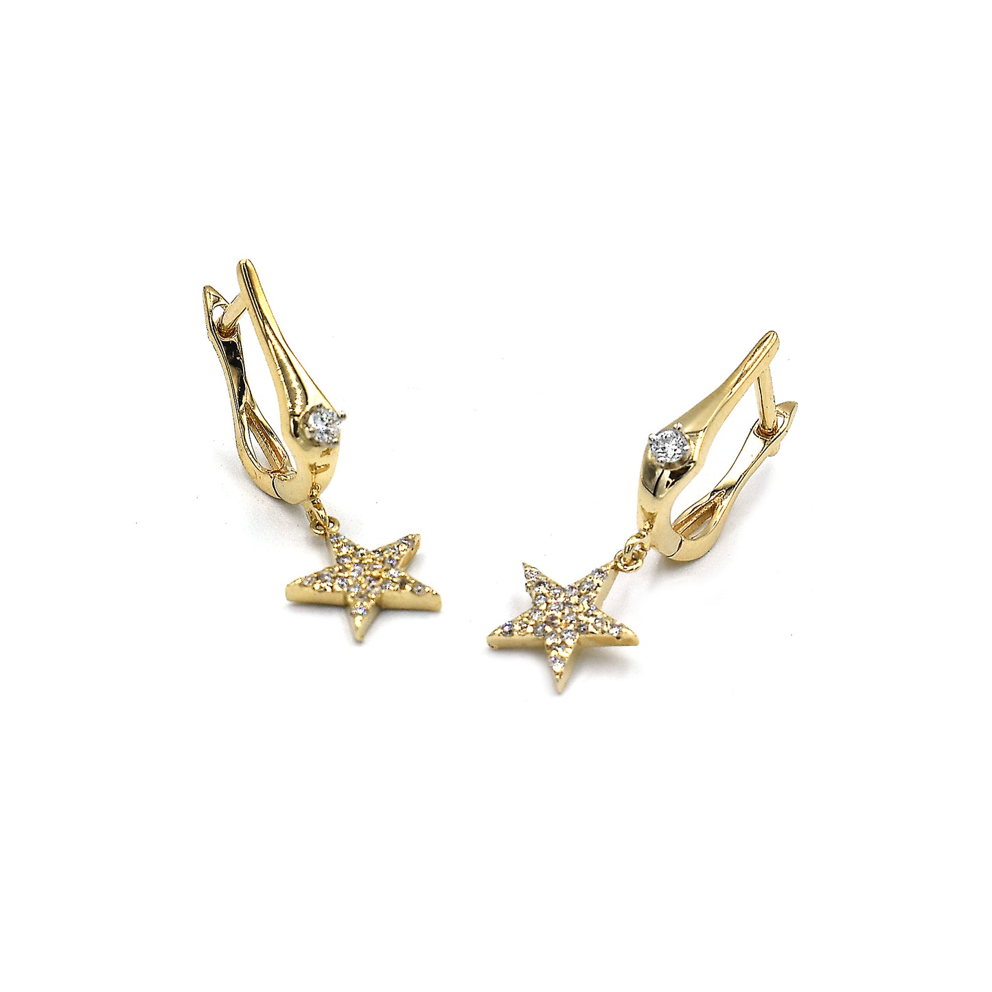 14k dangle diamond stars