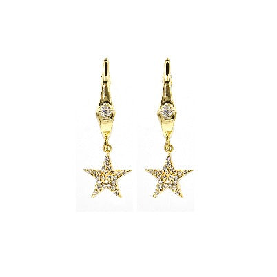 14k dangle diamond stars