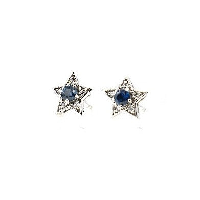 14k diamond & sapphire star studs