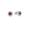 ruby & diamond halo stud earrings