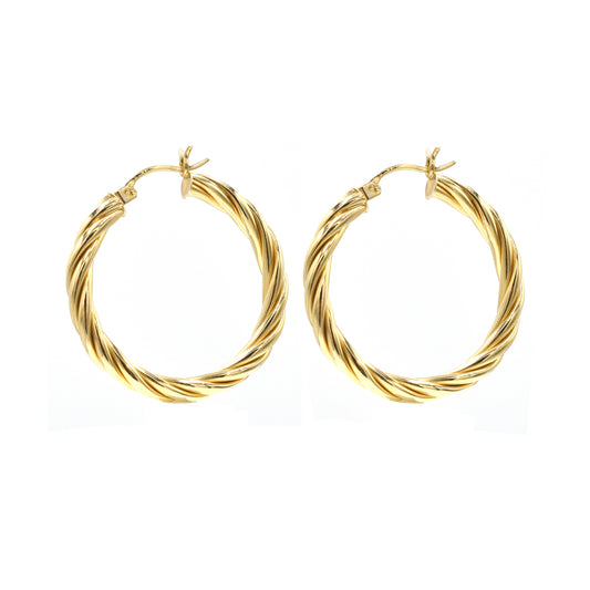 14k twisted hoops