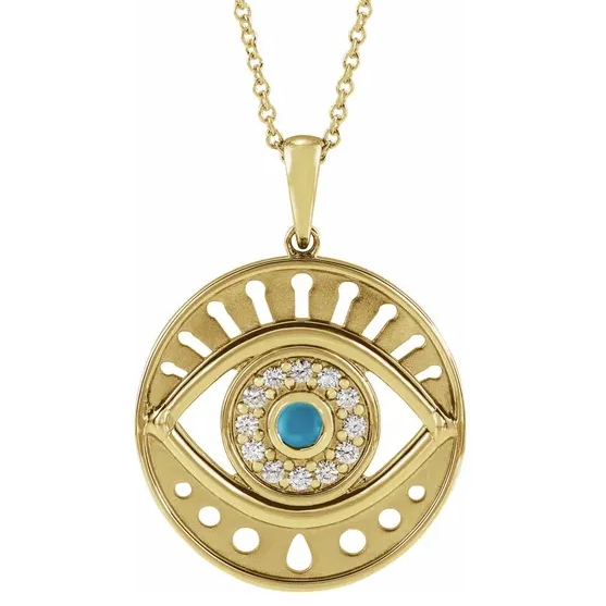 evil eye turquoise and diamonds necklace