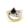 two-tone diamond and sapphire ring
