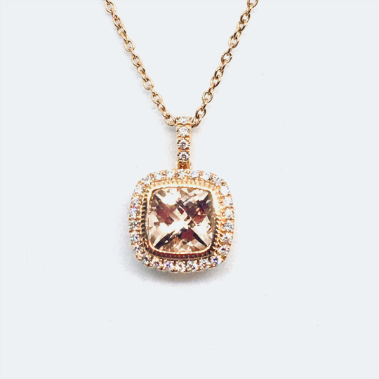 morganite & diamond pendant