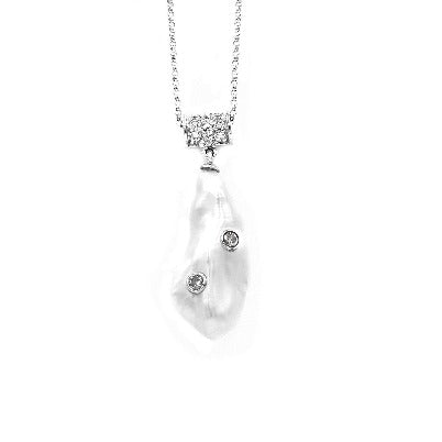 14k diamond & pearl pendant