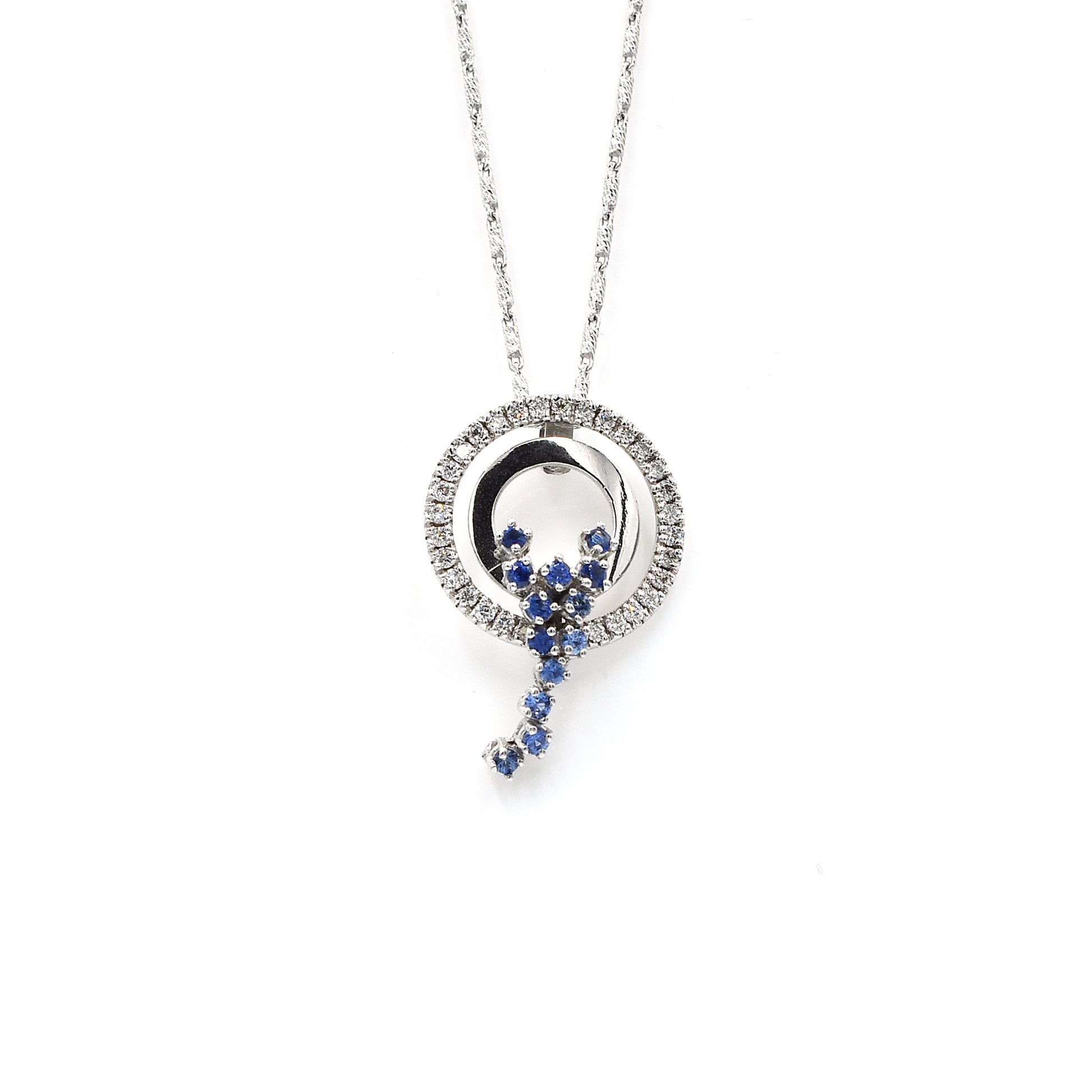 14k diamond and sapphire pendant