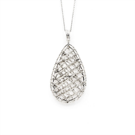 14k pear shape mesh pendant