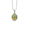 14k white gold opal & diamond pendant