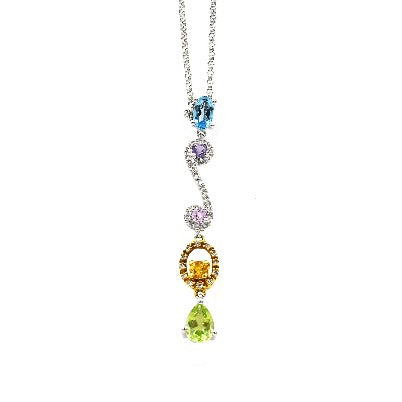 14k color stone and diamond pendant