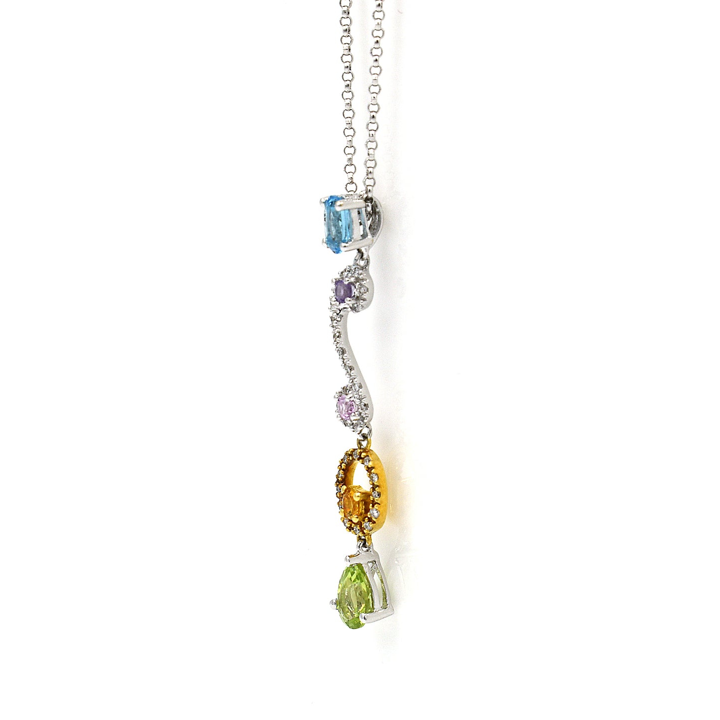 14k color stone and diamond pendant