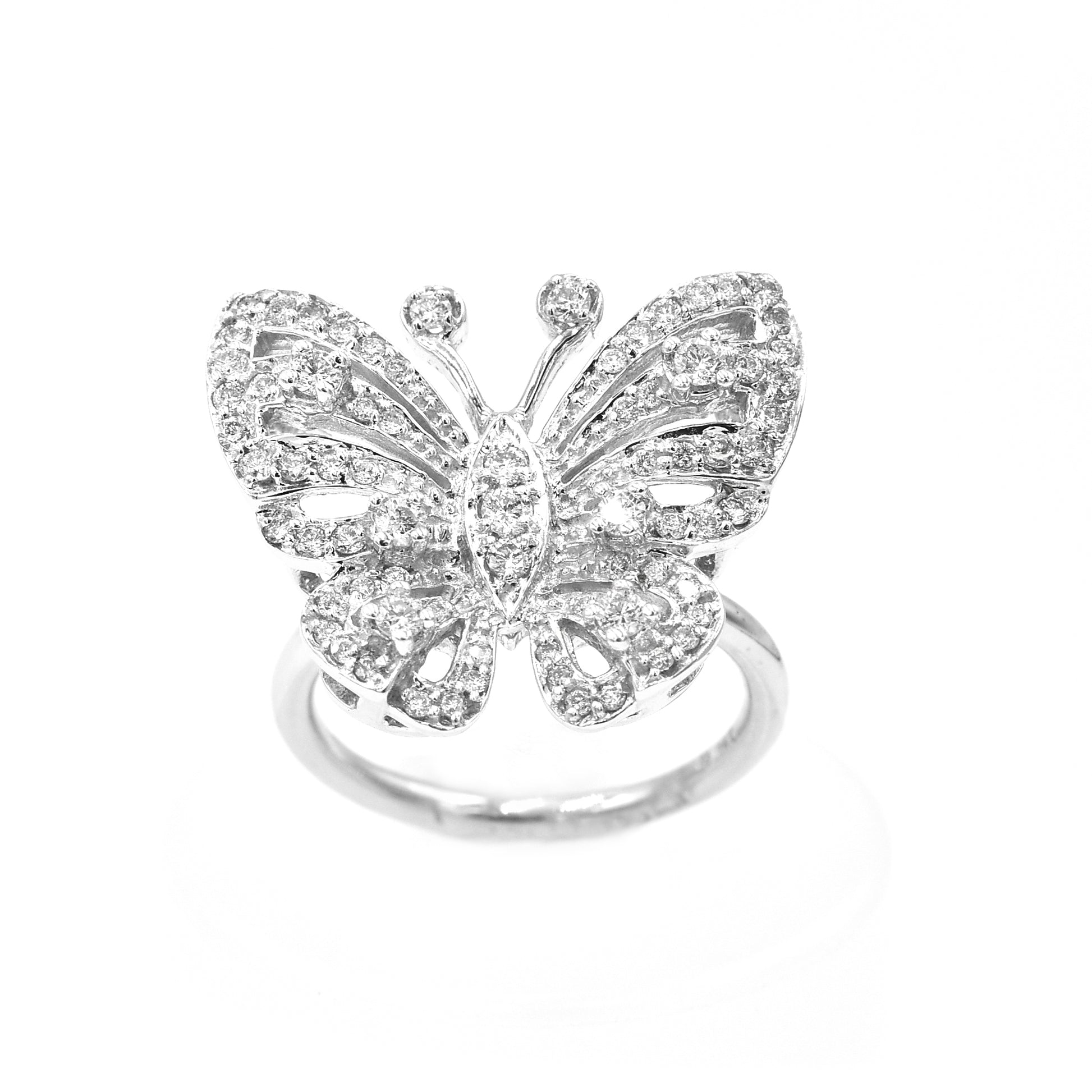 14k butterfly diamond ring